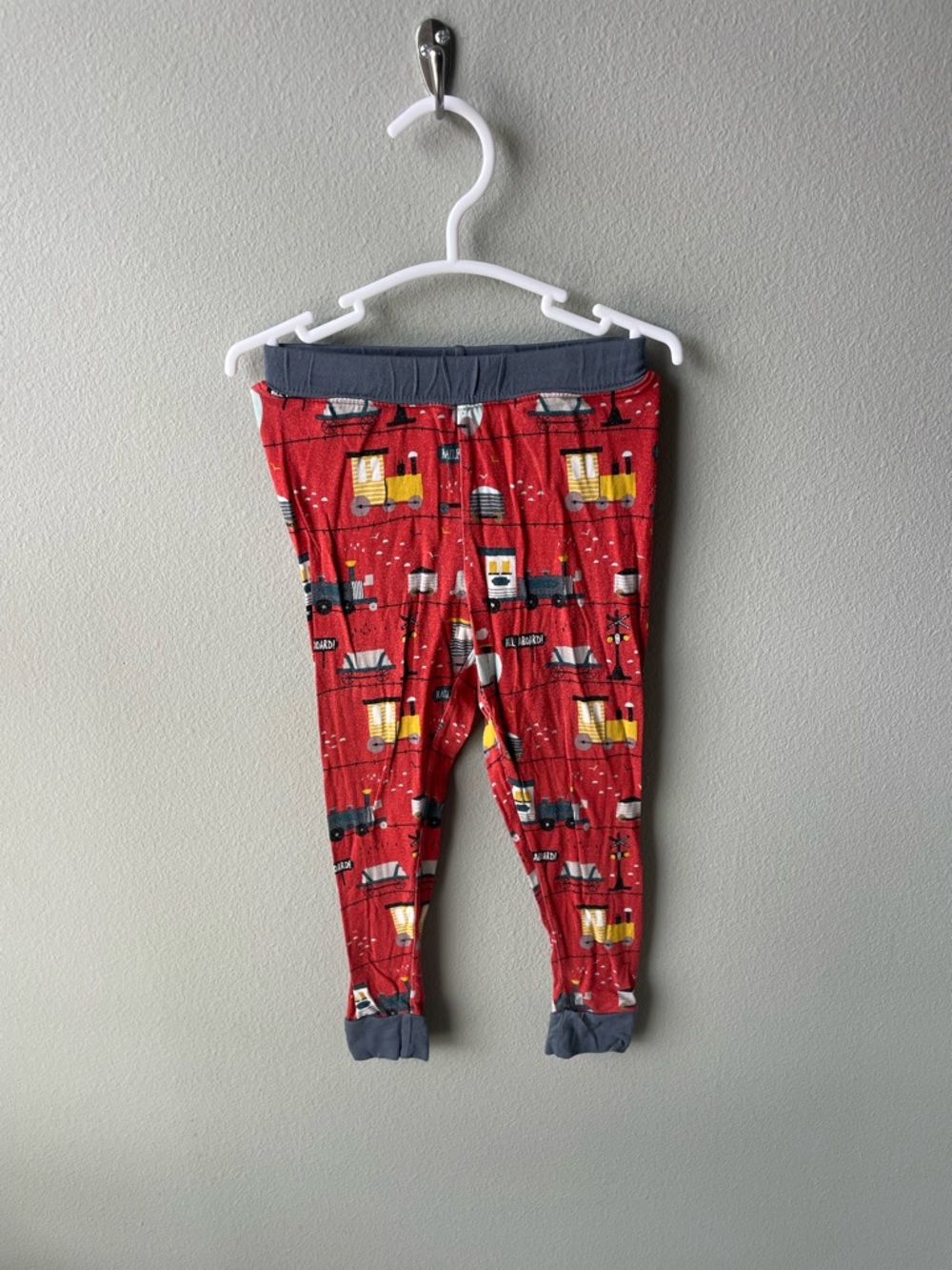 Little Sleepies Trains Bamboo Pajama Long Sleeve Set - Red with Trains - Picture 5 of 6